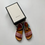 Gucci Girls Pink And Green Metallic Strap Sandals: Size 32 secondhand preloved used preowned
