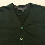 Bonpoint Dark Green Cotton/ Linen Mix Cardigan