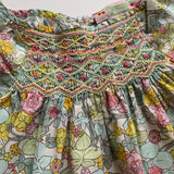 Bonpoint Mint Green Liberty Print Blouse With Smocking: 10 Years