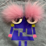 Fendi Girls Sweater Dress Robot Motif Fur Bug Eyes secondhand preloved…