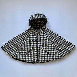 Moncler Girls Black And White Houndstooth Cape secondhand used preloved 