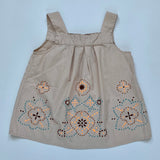 Bonpoint Taupe Summer Top With Neon Embroidery: 6 Years
