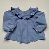 Jacadi Blue Chambray Blouse With Frill: 24 Months