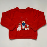 Jacadi Red Wool Mix Sweater With Singing Girl Motif: 36 Months