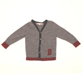 Bonpoint Grey Wool Cardigan With B Motif