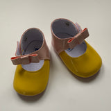 Jacadi Yellow And Pink Patent Pram Shoes: Size 19 (Brand New)