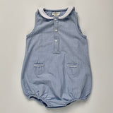 Cyrillus Blue Chambray Romper With Collar: 12 Months