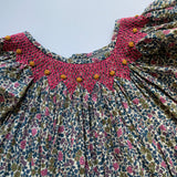 Bonton Liberty Print Cotton Dress With Pink Smocking: 3 Years