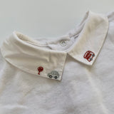 Bonpoint White Cotton Bodysuit With Embroidered Collar: 12 Months