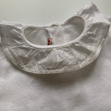 Bonpoint White Cotton Bodysuit With White Frill Collar: 12 Months