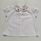 Bonpoint White Short Sleeve Blouse With Collar: 18 Months