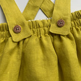 Olivier London Mustard Linen Skirt With Crossover Straps: 2-3 Years