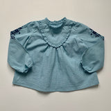 Tartine et Chocolat Teal Check Blouse With Embroidery: 3 Years