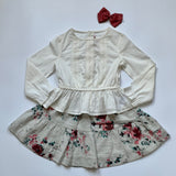 Bonpoint Cream Blouse With Lace Trim & Gathered Waist: 4 Years