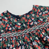 Bonpoint Hand Smocked Navy Liberty Print Dress: 3 Years