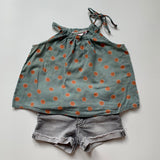 Bonpoint Teal And Bronze Polka Dot Summer Top: 3 Years