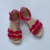 Chloe girls hot pink suede scallop sandals