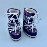 Purple Butterfly Print Moon Boots: Size 23-26
