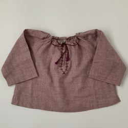 Bonpoint Lavender Wool Mix Blouse With Folk Embroidery: 12 Months