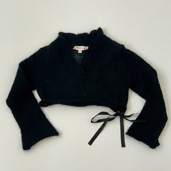 Bonpoint Black Mohair Cropped Crossover Cardigan: 3 Years