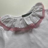Amaia White Top With Pink Lace Trim Collar: 2 Years (Brand New)
