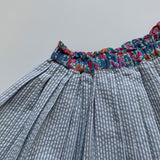 Bonton Blue And White Seersucker Skirt With Liberty Print Trim: 4 Years