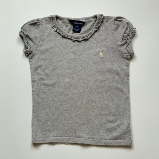 Ralph Lauren Grey T-Shirt With Frill: 3 Years