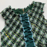 MiMiSol Green Tweed Dress With Ruffle Trim: 4 Years