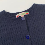 Bonpoint Navy Cashmere Cable Knit Cardigan: 3 Years