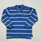 Ralph Lauren Blue And White Stripe Long Sleeve Polo Shirt: 6 Years