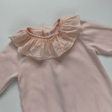 Chloé Blush Pink All-In-One With Frill Collar: 9 Months