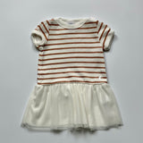 Petit Bateau Rose Gold And White Stripe Dress With Tulle Skirt: 3 Months