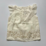Bonpoint Cream Linen Blouse With Gold Embroidery: 4 Years (Brand New)