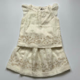 Bonpoint Cream Linen Skirt With Gold Embroidery: 4 Years (Brand New)