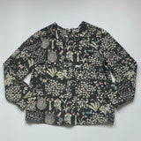 Bonpoint Black Botanical Print Blouse With Collar: 8 Years