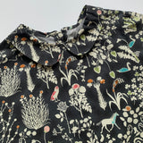 Bonpoint Black Botanical Print Blouse With Collar: 8 Years