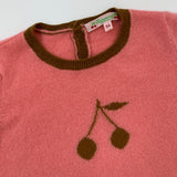 Bonpoint Candy Pink Cashmere Jumper With Cherry Motif: 3 Years