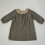 Bonpoint Black And White Brushed Cotton Dress With Lace Collar: 3 Years