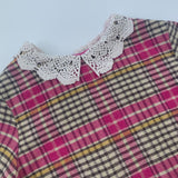 Bonpoint Pink Tartan Brushed Cotton Dress With Crochet Collar: 4 Years