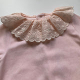 Chloé Pink Velour All-In-One With Frill Collar: 12 Months