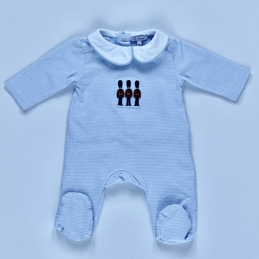 Lapinou Blue And White Stripe All-In-One: Newborn
