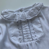 Tartine Et Chocolat White All-In-One With Grey Embroidery: 6 Months