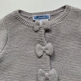 Jacadi Grey Wool/ Alpaca Knit Cardigan With Bows: 1 Month