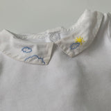 Jacadi White Short Sleeve Bodysuit With Embroidered Collar: 12 Months