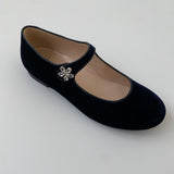 Il Gufo navy velvet Mary-jane shoes with crystal