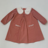 Strawberries & Cream Dusty Pink Cord Dress With Collar: 4 Years