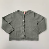 Bonpoint Light Teal Wool Cardigan With Silver Cherry Motif: 18 Months