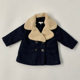 Chloé Navy Pea Coat With Faux Shearling Collar: 6 Months