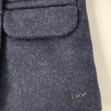 Chloé Navy Pea Coat With Faux Shearling Collar: 6 Months