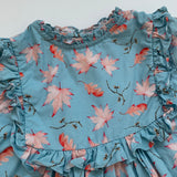 Marie-Chantal Teal Leaf Print Dress: 4 Years